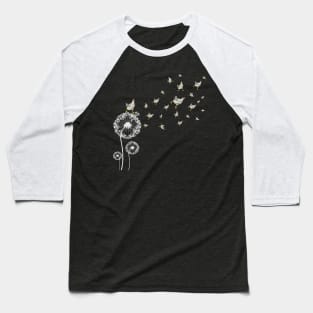 Retro Chicken Farmer Farming Flower Dandelion Baseball T-Shirt